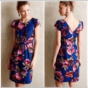 NWT Anthropologie Moulinette Soeurs Blue Floral Dress Size 4